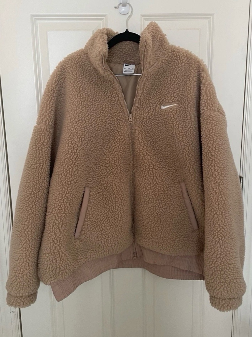 Nike Women's Brown Teddy Sherpa Full Zip Jacket Coat